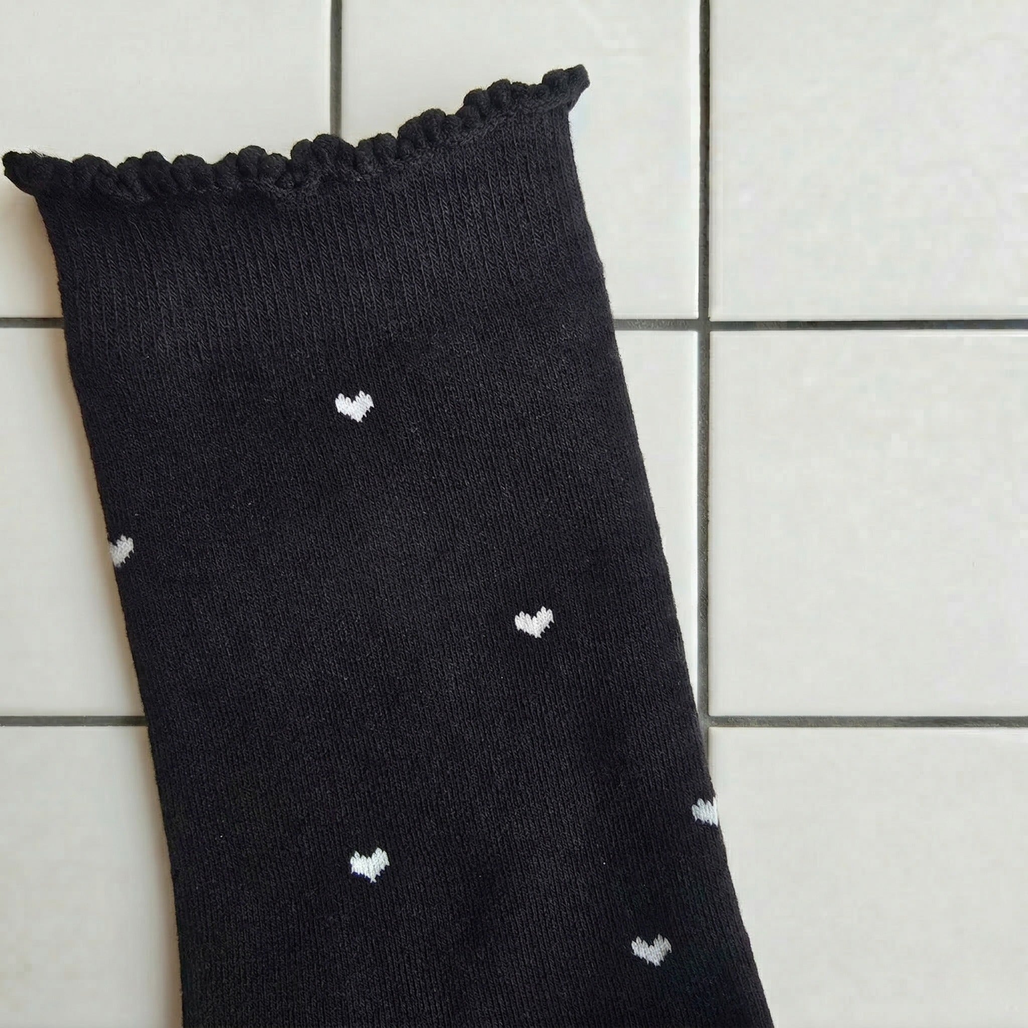 105. Black Polly with Tiny White Hearts