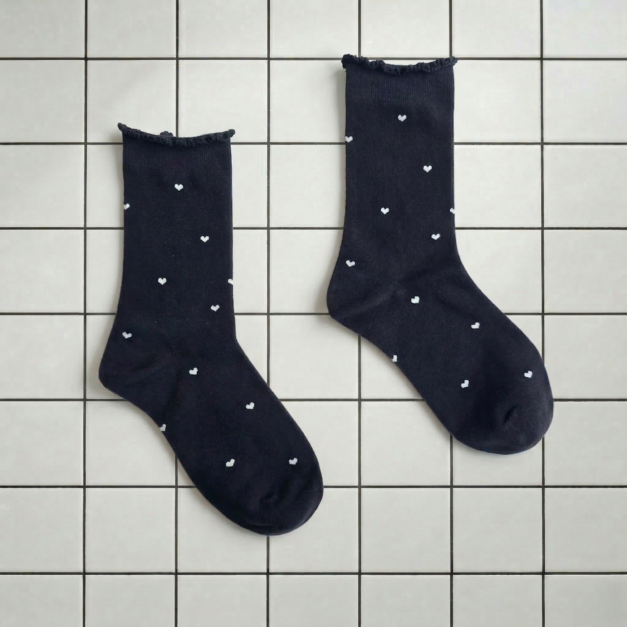 105. Black Polly with Tiny White Hearts
